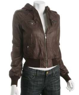 MICHAEL Michael Kors terracotta leather hooded zip jacket   up 