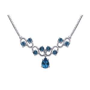   London Blue Topaz Multi Gemstone Necklace in Sterling Silver Rhodium