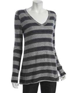 Autumn Cashmere peacock striped cashmere Inked v neck sweater 