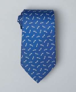 Salvatore Ferragamo dark blue dragonfly print Lulu silk tie