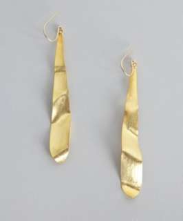 Soixante Neuf gold hammered bar earrings  
