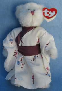 Ty Suki White Cat Kimono Kitty Plush Stuffed Toy Sweet  
