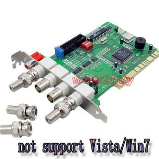4CH CHANNEL Recorder Security CCTV PCI DVR CARD & 4 BNC  