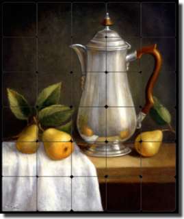 Poole Pears Teapot Tumbled Marble Tile Mural Art  