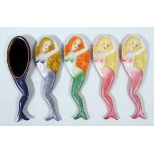   Pack Handpainted Assorted Mermaid Handheld Mirror (Set Of 12): Beauty