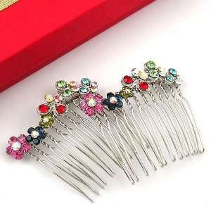   Day Crystal Accent Silver Toned Flower Butterfly Hair Comb Jewelry