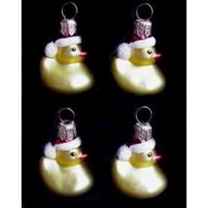  Set of 5 Mini Blown Glass Rubber Duck Christmas Ornaments 