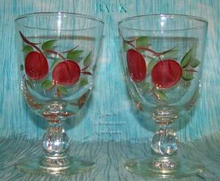 Franciscan Apple Hand Painted Wine Glasses USA #2  