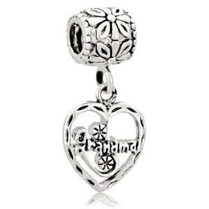   Heart Grandma Charm Bead   Pandora Beads & Charms Compatible Jewelry