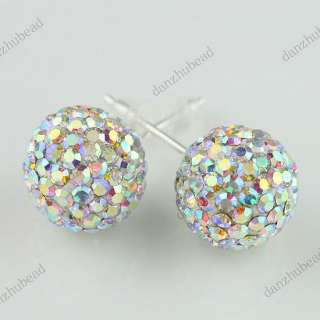   CRYSTAL AUTHENTIC 925 STERLING SILVER FASHION STUD EARRINGS 10MM