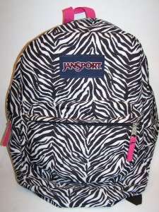 Jansport Zebra Black & White EUC Book Bag Backpack  