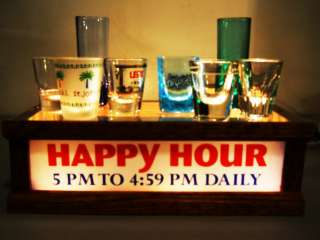 ILLUMINATED HAPPY HOUR shot glass / liquor bottle display LIGHTS UP 