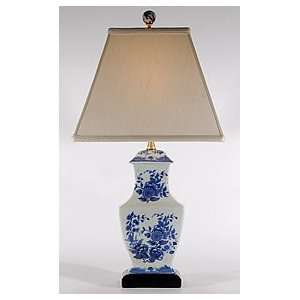   Blue & White Rectangular Porcelain Table Lamp: Home Improvement