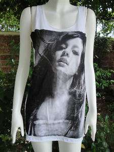 Lily Allen UK PoP0 White Singlet Tank Top T Shirt S/M  