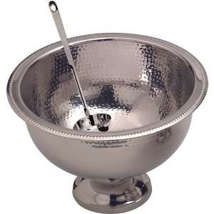    Hammered Stainless Steel Punch Bowl 8 Quart