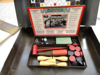 1926 antique MULTI GAME w/PENMANSHIP,CHECKERS,MARBLES~RARE  
