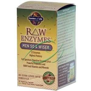  RAW Enzymes, Men 50 & Wiser, 90 Veggie Caps, From Garden 