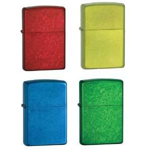  Zippo Lighter Set of Four   Candy Apple Red, Lurid Green 