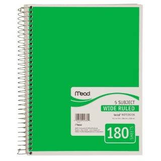  Mead Spiral Notebook, 5 Subject, 180 Count, Wide Ruled 