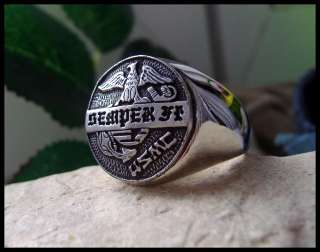 USMC SEMPER FI MARINES CORPS RING SURGICAL STEEL (D22)  