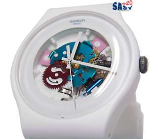 Swatch SUOW100 white lacquered plastic strap men watch NEW  