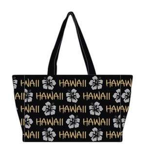  Hawaiian Canvas Tote Bag Robin Ruth Black Gold Silver 