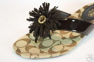   Suki 12CM Sig C Khaki / Chestnut Womens Flip Flops Thongs Shoes size 5