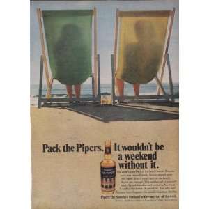  Seagrams 100 Pipers Scotch Whisky 1974 Original Vintage 