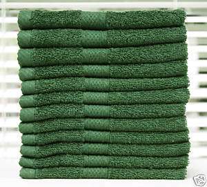 Lot 36 Terry Wash Towel Washcloth Face Towel D. Green  