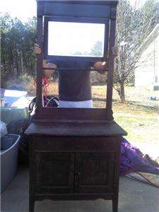 Antique Washstand with Towel Rack & Mirror Late 1800s to Early 1900s 