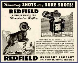 NICE 1948 REDFIELD GUNSIGHT COMPANY RIFLE SIGHTS AD  