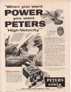 1957 Remington~Peters Shotgun Shell Box Turkey 50s art Ad  