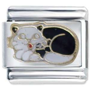  Sleepy Black White Cat Italian Charms Pugster Jewelry