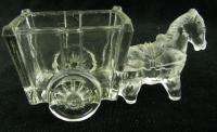 Vintage Mini Small Clear Glass Candy Trinket Dish Donkey Burro Cart 