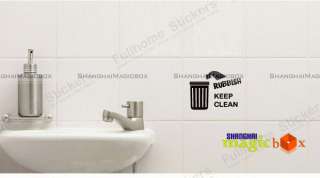   Bathroom Decor Ceramic tile Wall Sticker Rubbish Keep Clean #WALLS058