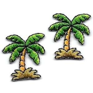  Iron On Embroidered Applique/Tropical Two Palm Trees 