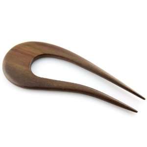   Wood Curved Drop Carved Design Hair Stick Pin