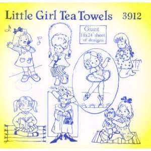 8056 PT BL Little Girl Tea Towels by Aunt Marthas 3912 