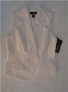 Victor Womens 52% Silk Linen Vest 12 Suit Dress Shirt Ivory Cream 