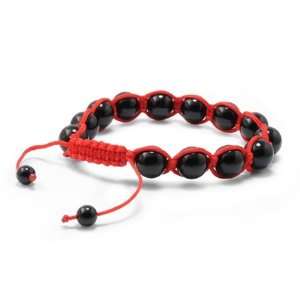  Shiny Onyx & Red String Shamballa Bracelet 10MM: Jewelry