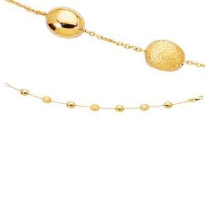    14K Yellow Gold Pebble Three Strand Necklace   17 inches Jewelry