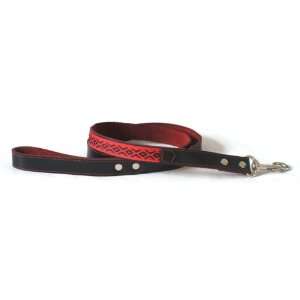  Suede lined leather dog leash w/guarda pampa ribbon 