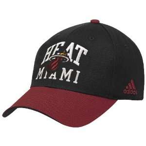  adidas Miami Heat Black Red Pro Structured Adjustable Hat 