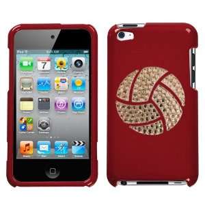 Red and White Crystal Rhinestone Bling Bling Volleyball Sport for Ipod 