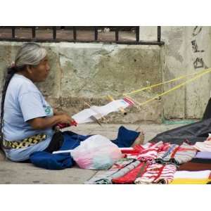  Weaving on Street, Oaxaca City, Oaxaca, Mexico, North 