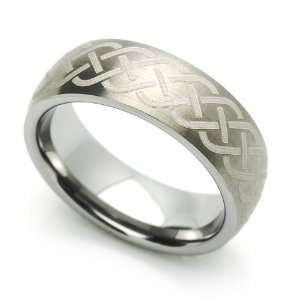  7MM Comfort Fit Tungsten Carbide Wedding Band Celtic Knot Engraved 