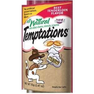 Whiskas Temptations Cat Treats Natural Beef Tenderloin Flavor 6 Bags 